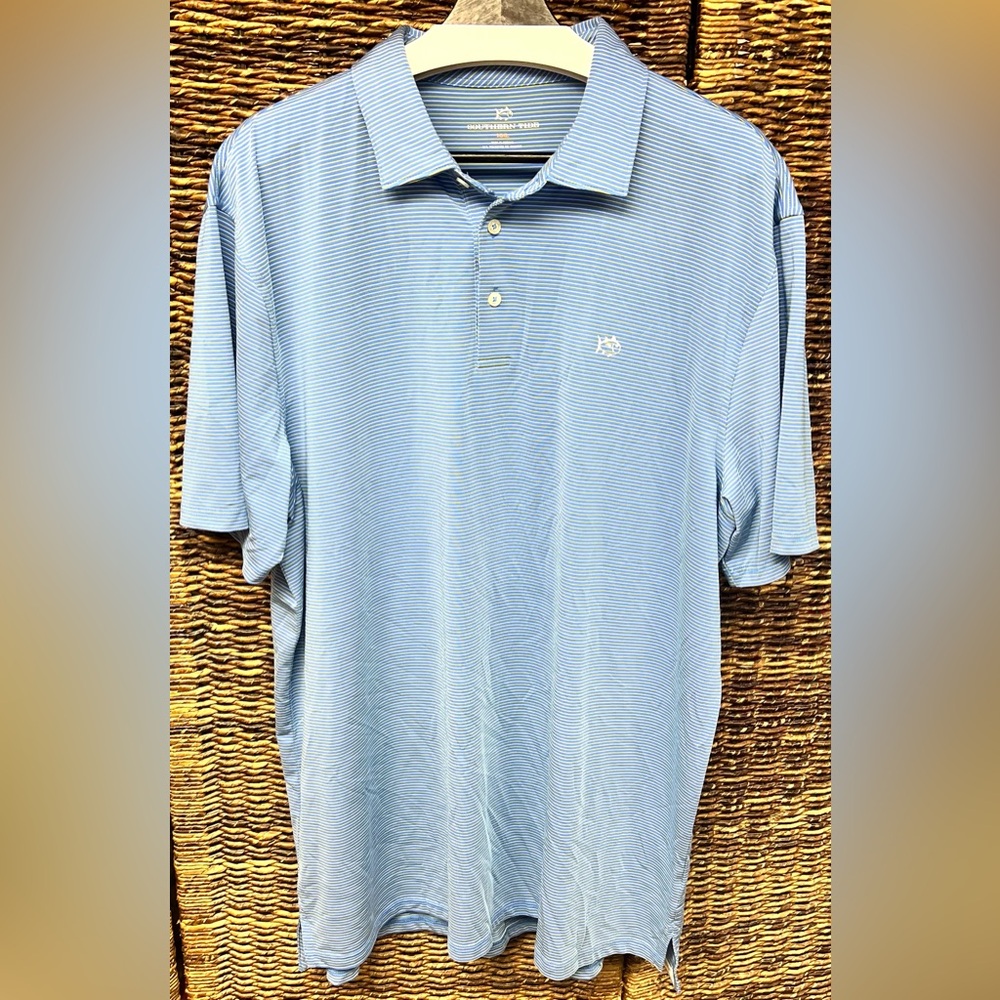 Southern Tide- Men's Blue Polo Shirt,‎ XXL, Stripe